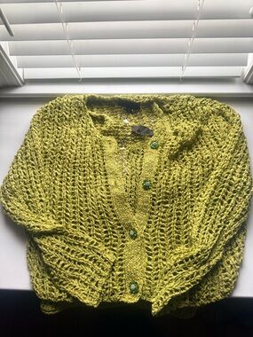 🔥 SOLD OUT ZARA Viral lime Knit Jewel Button Set NWT S 2142/089 -chartreuse